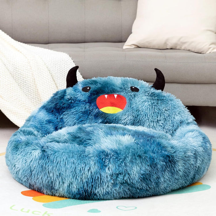 Self-Warming Donut Pet Bed Round Faux Fur Luxury Cozy Cat Nest Monster Sleeping Bed For Cats And Dogs