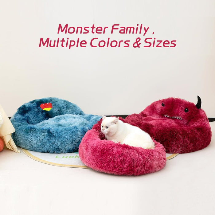 Self-Warming Donut Pet Bed Round Faux Fur Luxury Cozy Cat Nest Monster Sleeping Bed For Cats And Dogs