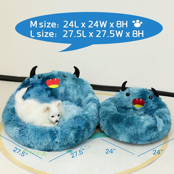 Self-Warming Donut Pet Bed Round Faux Fur Luxury Cozy Cat Nest Monster Sleeping Bed For Cats And Dogs