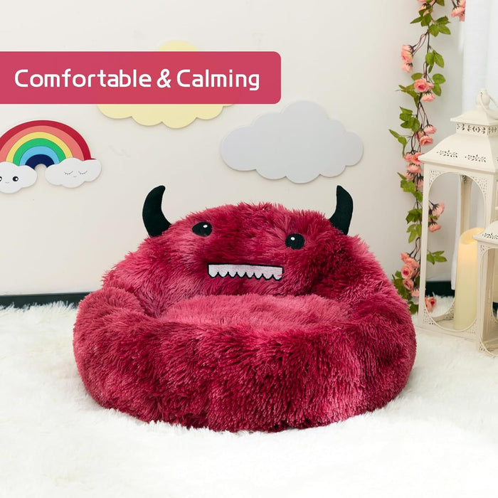 Self-Warming Donut Pet Bed Round Faux Fur Luxury Cozy Cat Nest Monster Sleeping Bed For Cats And Dogs